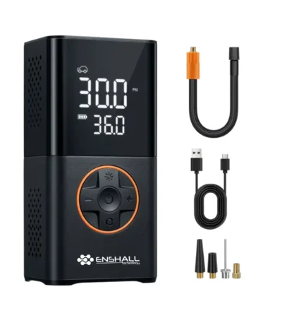 ENSHALL A6611 kablosuz taşınabilir şarjlı hava kompresörü, powerbank ve LED ışıklı