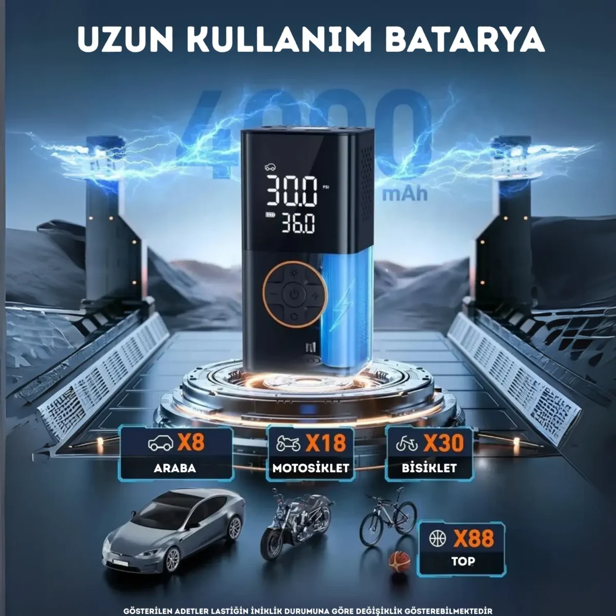 ENSHALL A6611 kablosuz taşınabilir kompresör ve çoklu başlık seti
