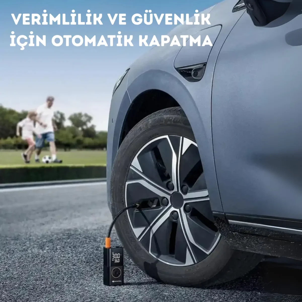 ENSHALL A6611 kablosuz şarjlı taşınabilir hava kompresörü araç yanında kullanılırken