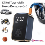 Şarjlı Hava Kompresörü 3600 Mah | Araba Bisiklet Top Pompası