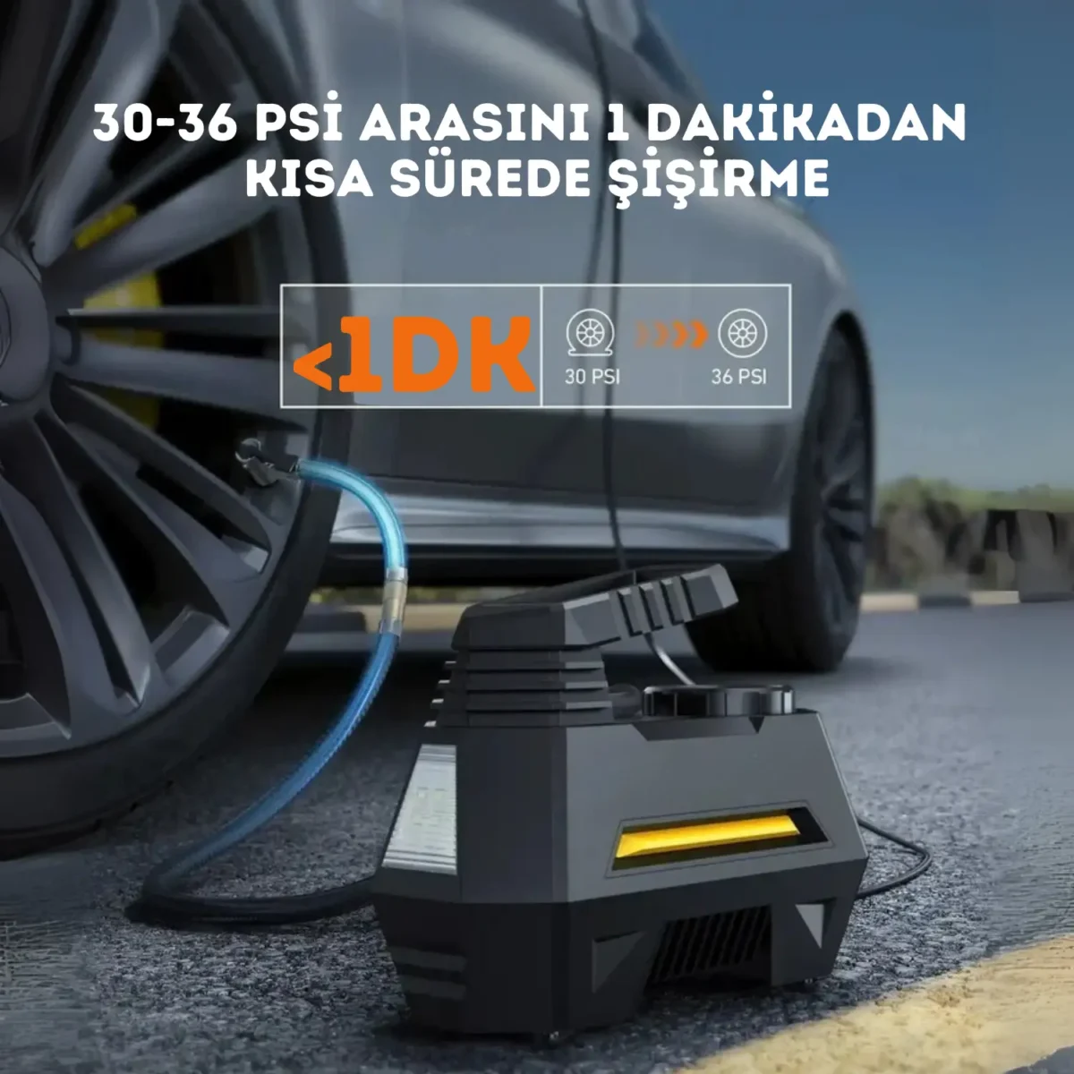 ENSHALL A6688 LED ışıklı taşınabilir araç hava kompresörü
