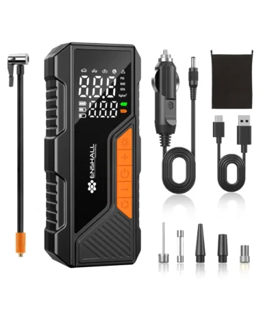 Powerbank özellikli araç çakmaklık girişli şarjlı taşınabilir hava kompresörü DC04