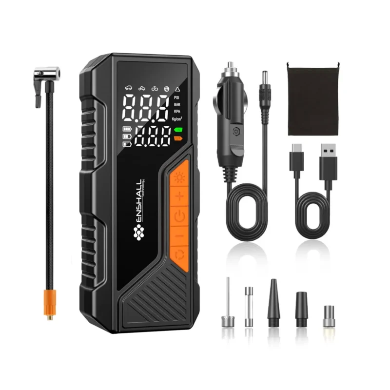 Powerbank özellikli araç çakmaklık girişli şarjlı taşınabilir hava kompresörü DC04