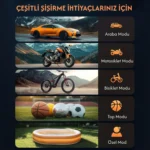 Telefon şarj eden powerbank özellikli DC04 hava kompresörü