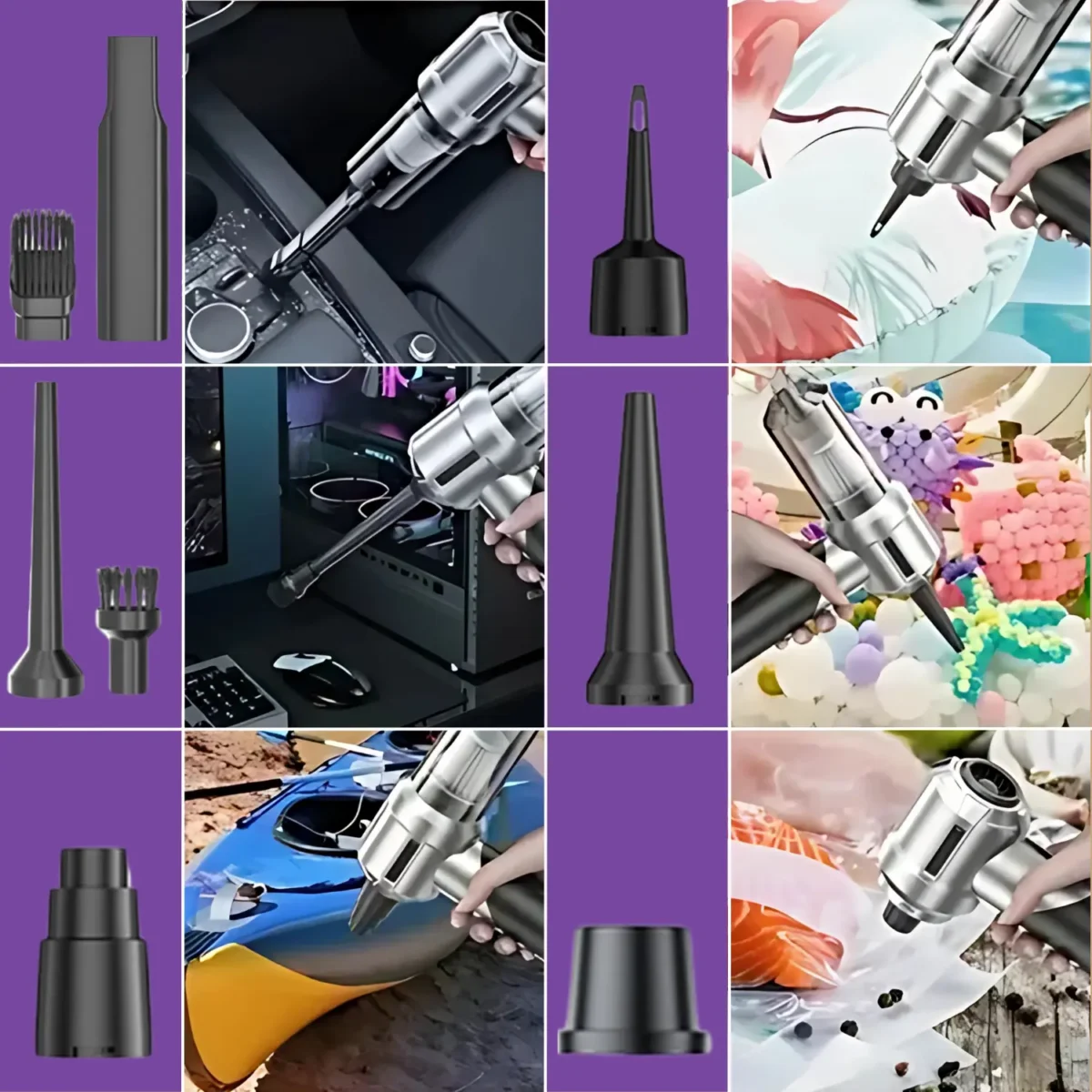 ENSHALL AHV06 mini araç süpürgesi araç içi toz ve kırıntı temizliği yapıyor