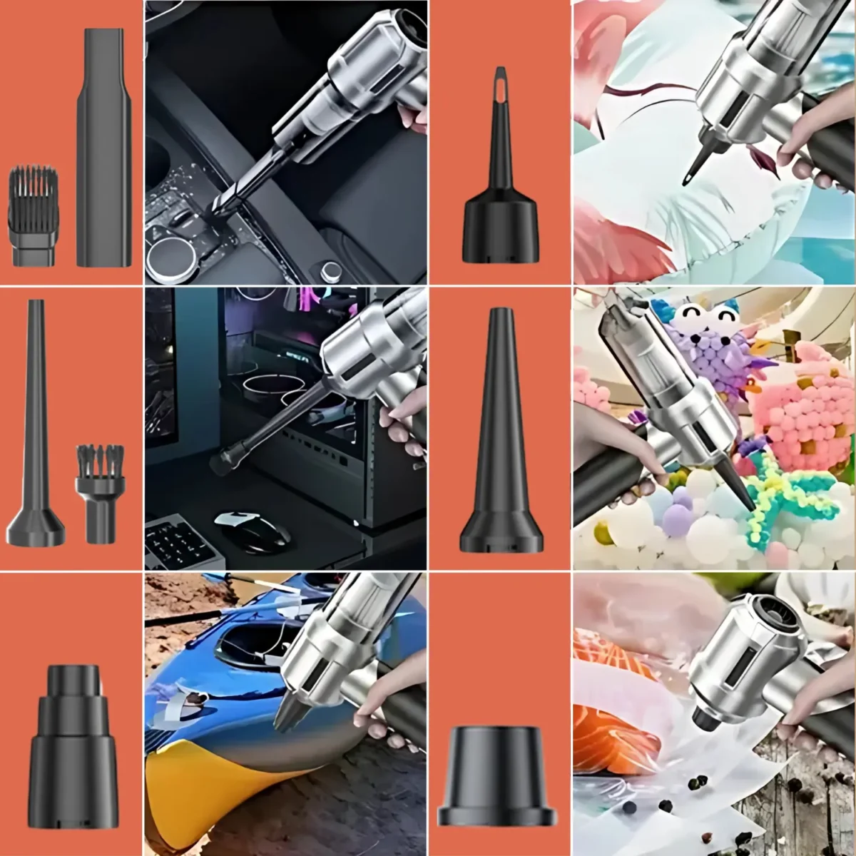 ENSHALL AHV06 mini araç süpürgesi araç içi toz ve kırıntı temizliği yapıyor